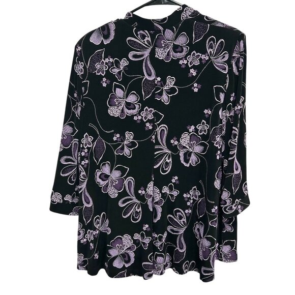 R&M Richards Black Purple Petite Floral Whimsigoth Fairycore Jacket Size 16WP - Picture 2 of 7